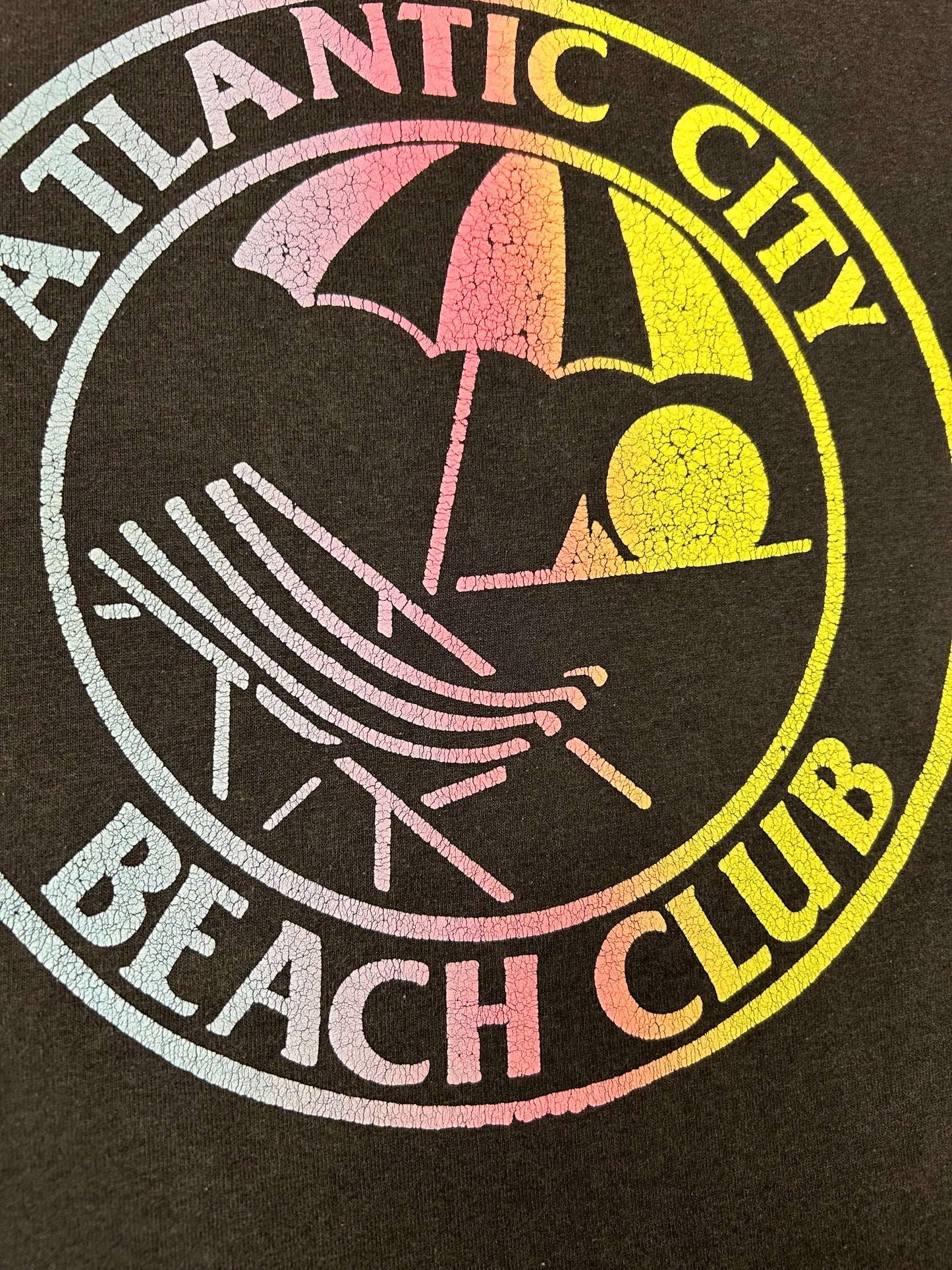Vintage 90s Atlantic City Beach Club New Jersey Tee Large 21.5x28.75 Inches
