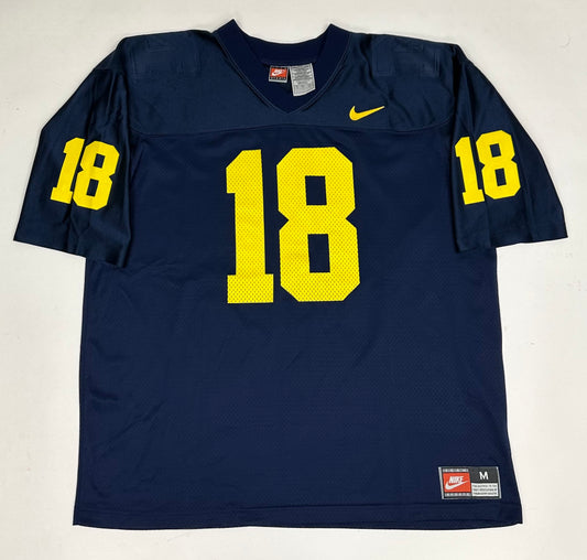 Vintage University Of Michigan Wolverines #18 Nike NCAA Football Jersey Medium/Large Fit 27.25x32.25 Inches