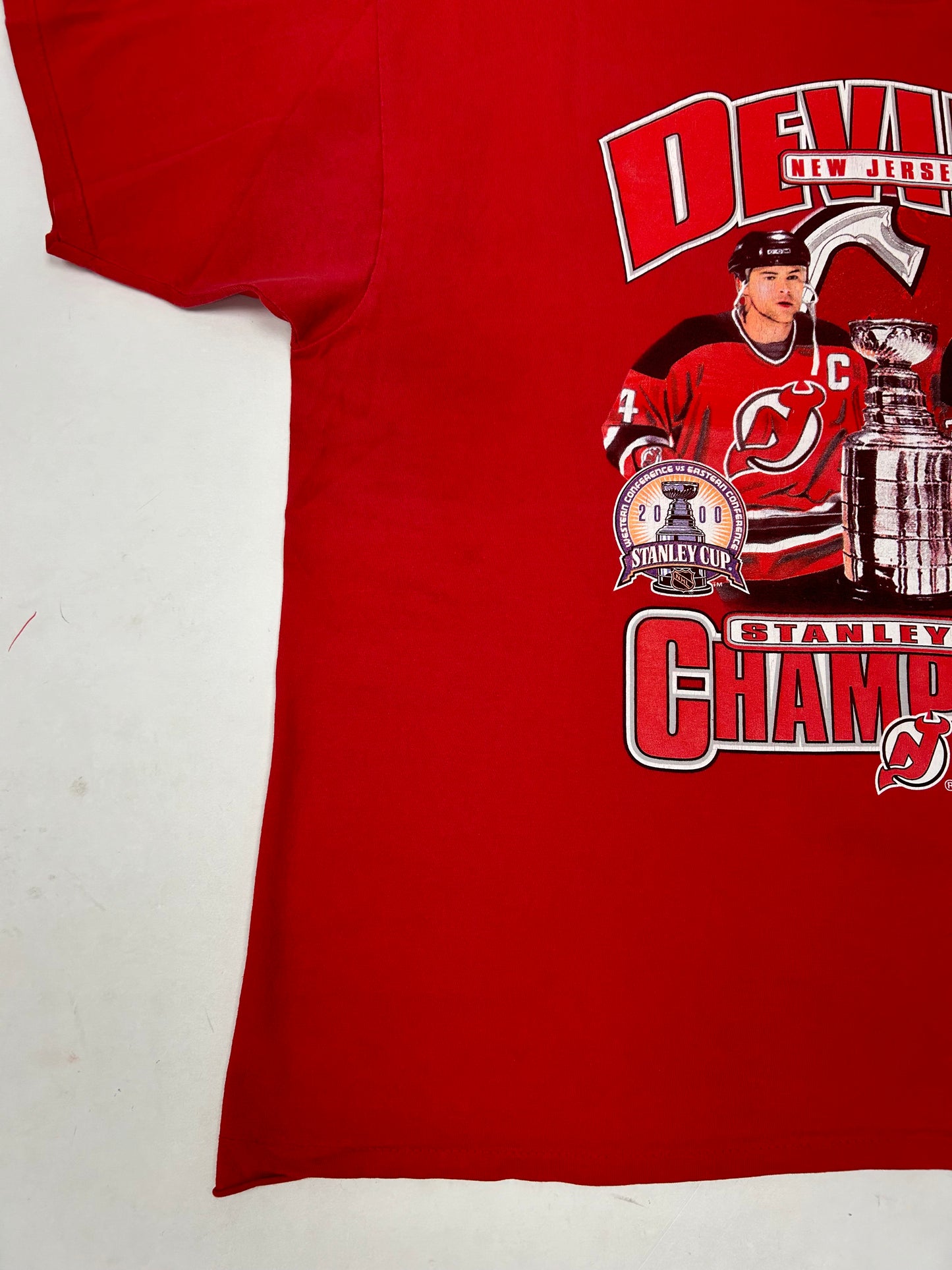 Vintage New Jersey Devils 2000 Stanley Cup Champions Tee Stevens & Brodeur 2XL 25.5x29.5 Inches