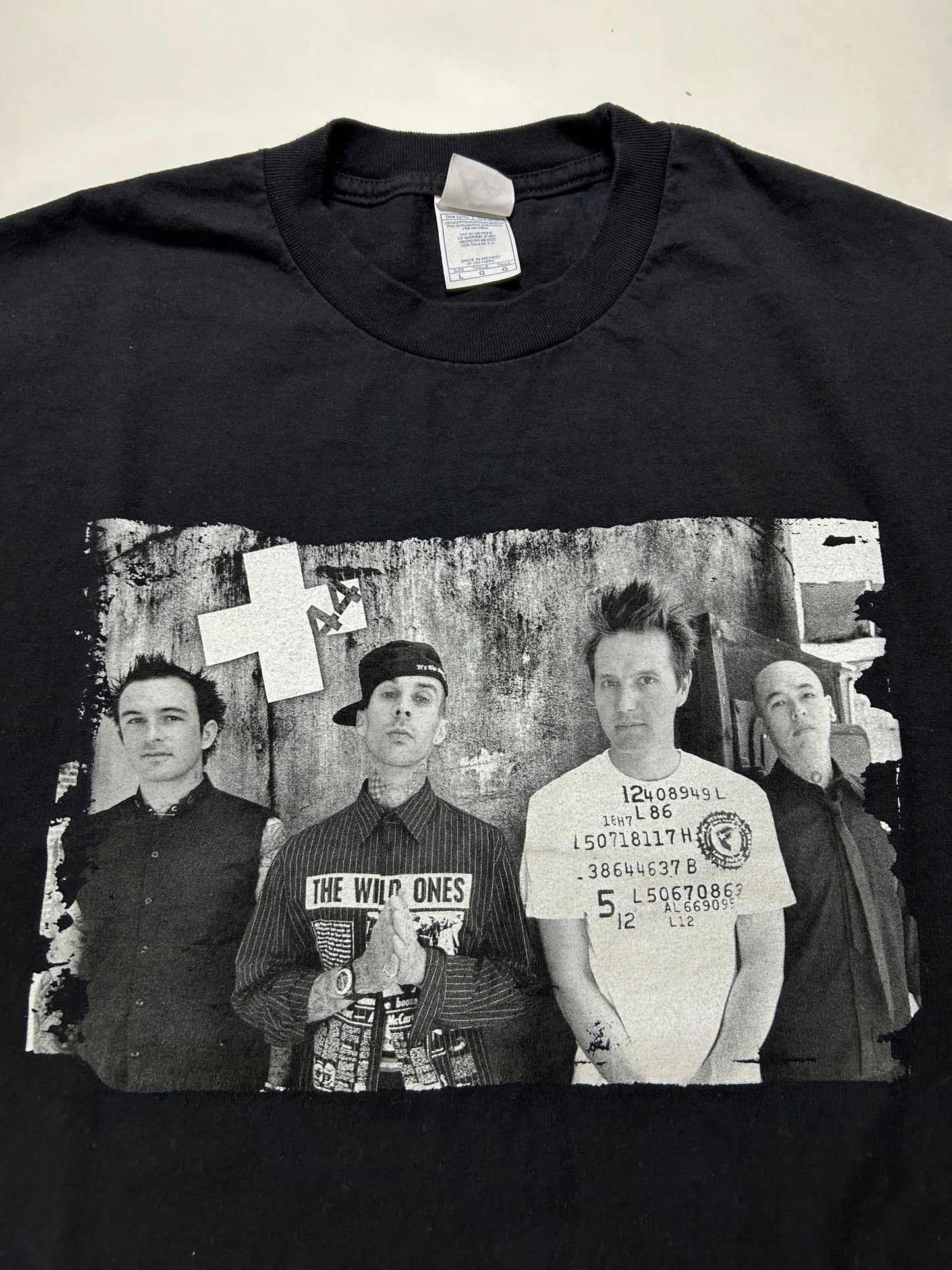 Vintage +44 North American Tour 2007 Music Band Tee Mark Hoppus Travis Barker Large 21.5x30.25 Inches
