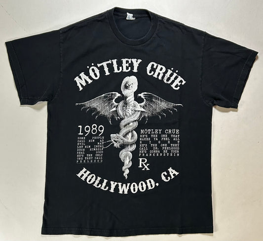 Motley Crue Hollywood, CA 1989 Band Tee 2013 Graphic Tee Large 21.25x28 Inches Black