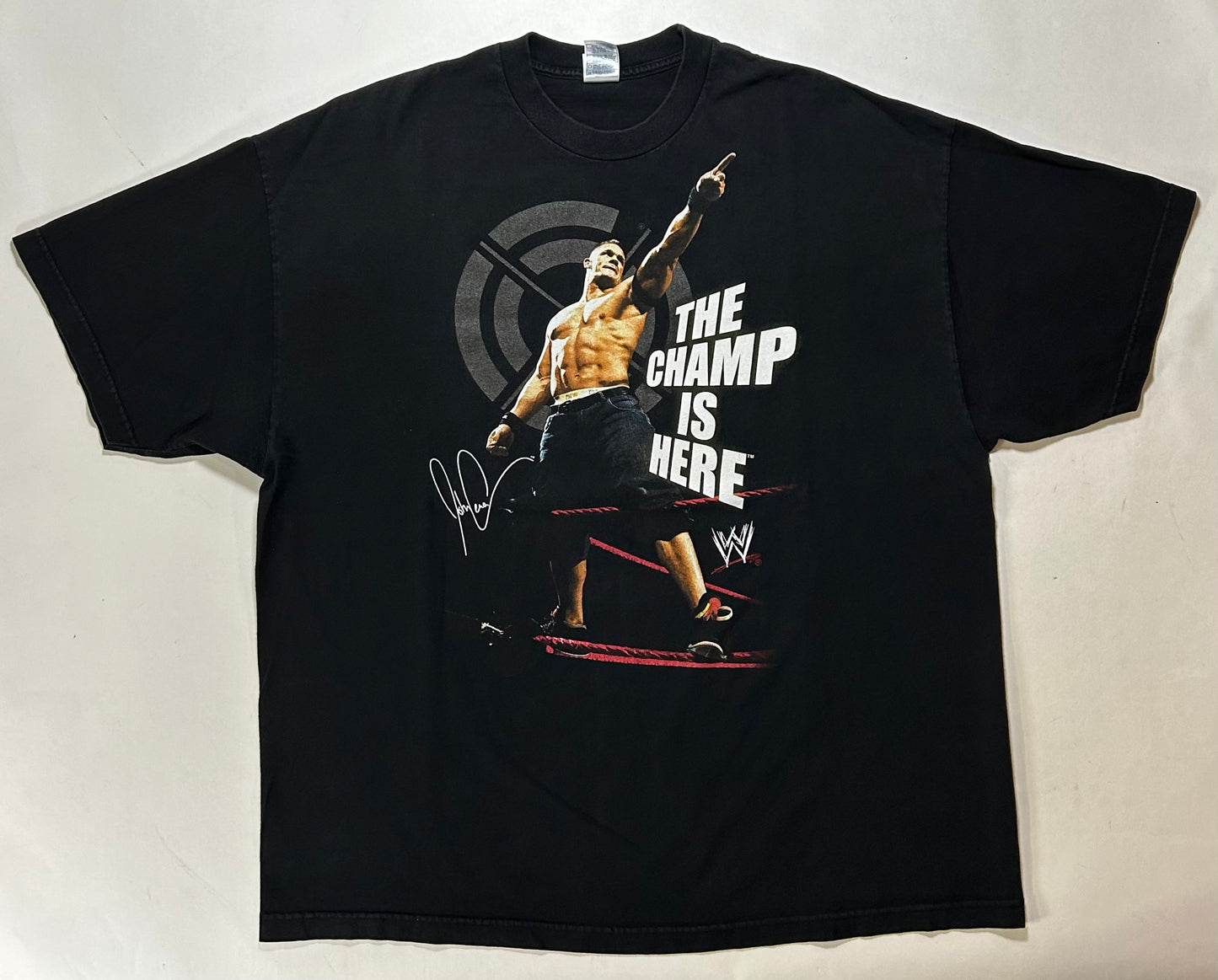 Vintage 00s John Cena WWE The Champ Is Here Chain Gang Soldiers Wrestling Tee 3XL 27.5x33.5 Inches