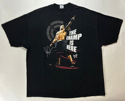 Vintage 00s John Cena WWE The Champ Is Here Chain Gang Soldiers Wrestling Tee 3XL 27.5x33.5 Inches