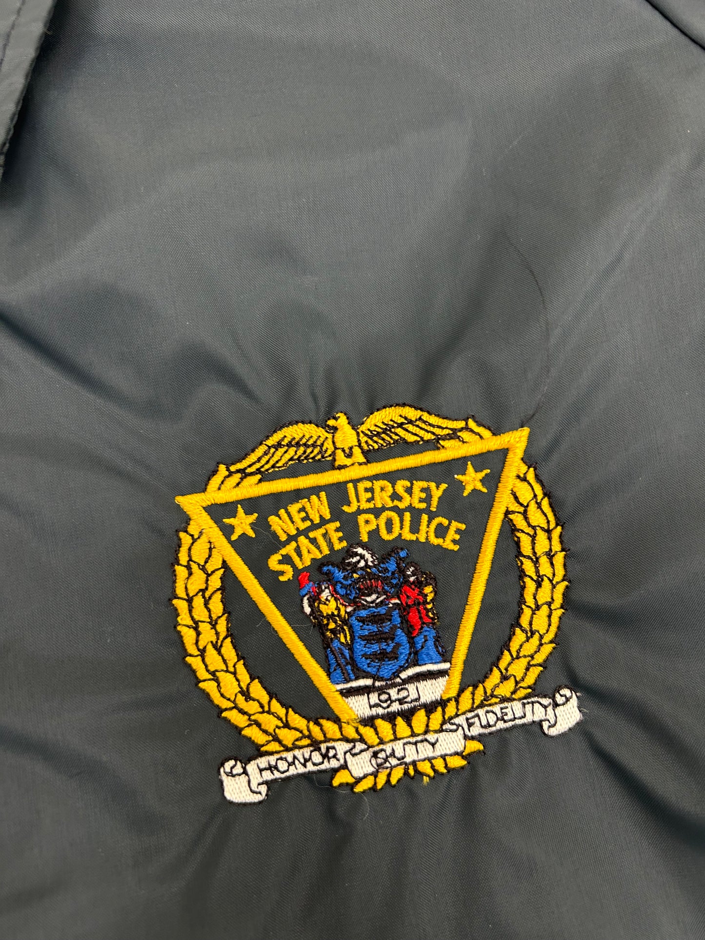 Vintage 90s New Jersey State Police Coaches Jacket Artex XL 27x31 Inches Navy
