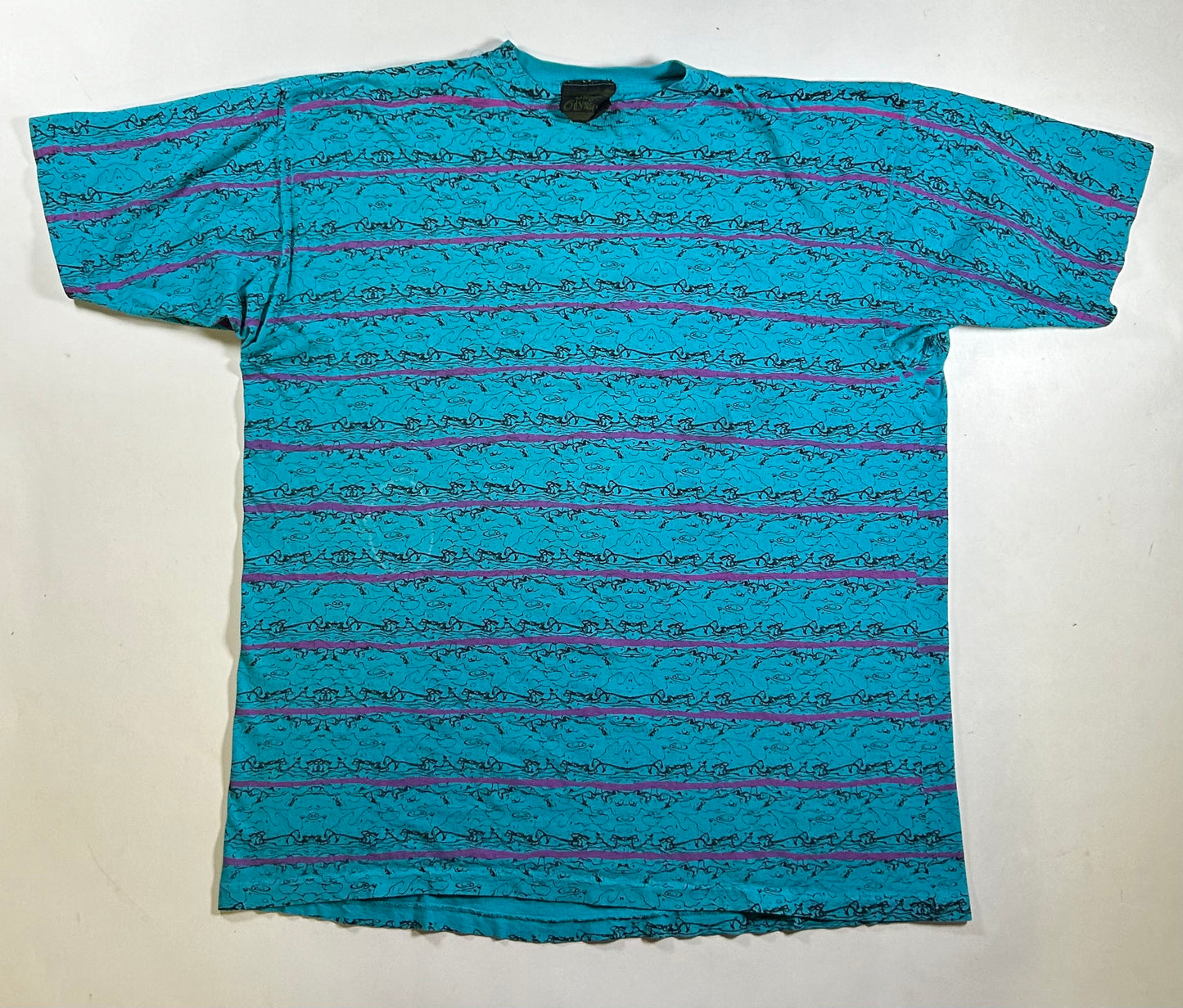 Vintage Surf Odyssey Surfing AOP Abstract Print Tee XL 24.25x29.25 Inches As Is Worn