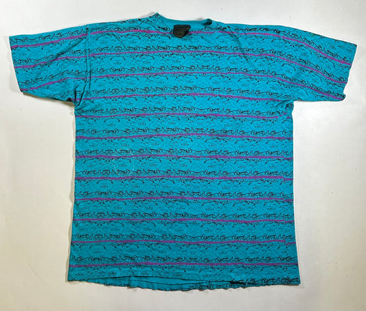 Vintage Surf Odyssey Surfing AOP Abstract Print Tee XL 24.25x29.25 Inches As Is Worn