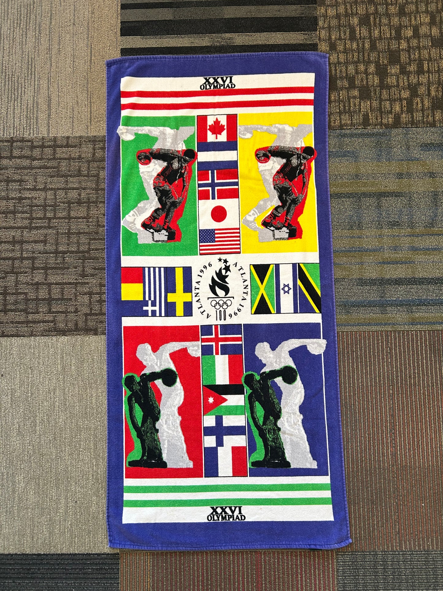 Vintage Collectible Beach Towel Atlanta Olympics 1996 XXVI Olympiad About 26.5" x 57" Inches