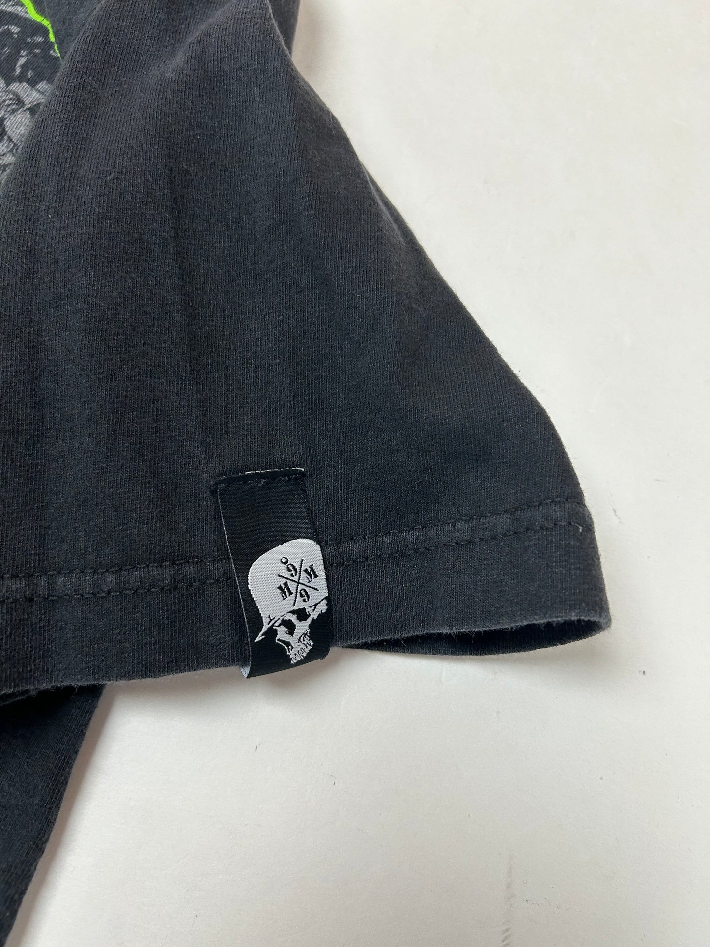 Vintage 2000s Metal Mulisha Skull Sergeant Motocross Dirt Biking Shirt Large 22x29.5 As Is Black/Green