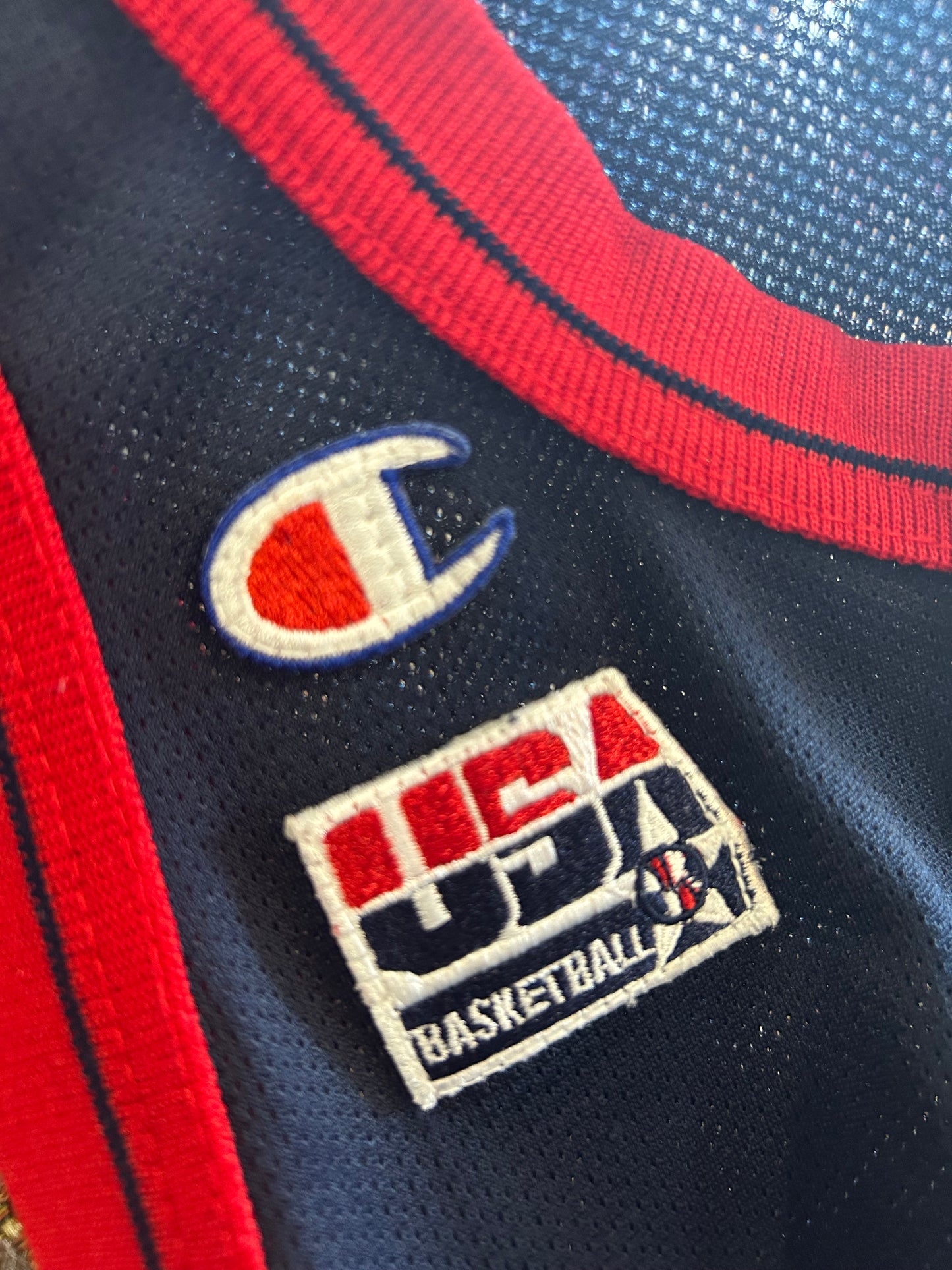 Vintage 90s Champion Team USA Grant Hill #5 Men’s Basketball Jersey Adult Small 36 17.25x27.75 Inches