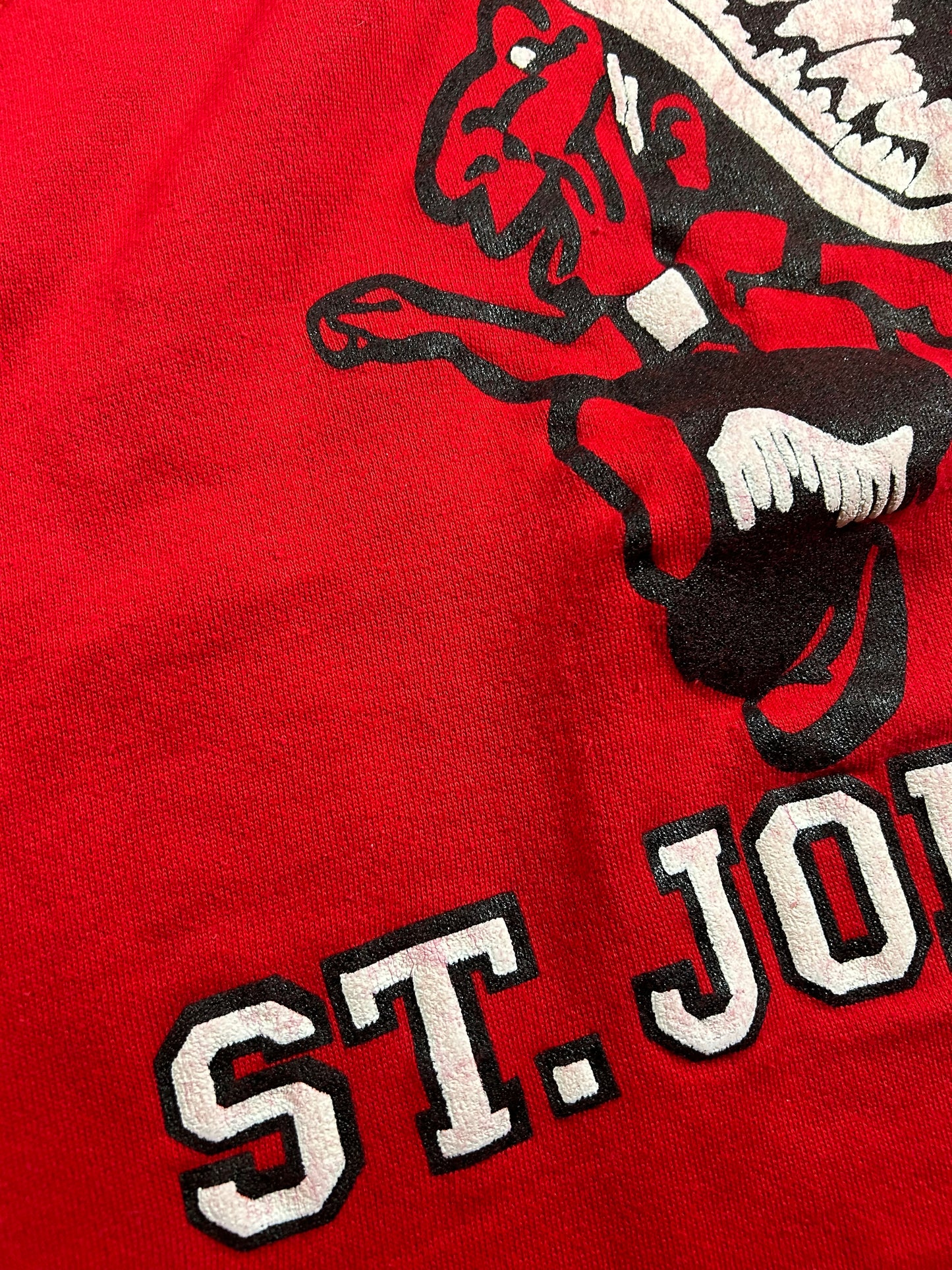 Vintage St John’s Red Storm Banned Logo Red Crewneck Sweatshirt 22.75x26.75 Inches Rare