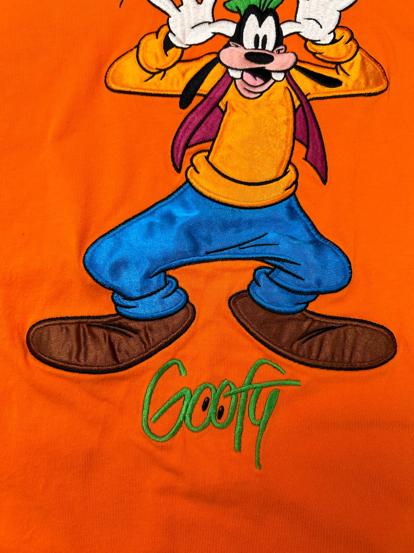 Vintage The Disney Store Goofy Disney Embroidered Logo Tee 2XL  26.25x30.75 Inches Orange