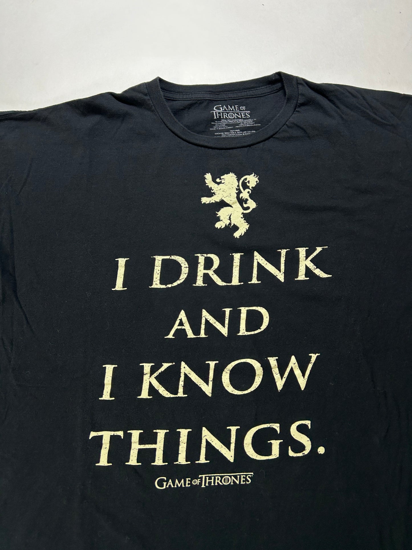 Game Of Thrones I Drink and I Know Things TV Show Promo Tee 2XL 27.5x28.5 Black