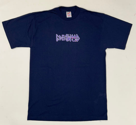 Edgewood NJ first edition “Deeper Than The Roots.” Tee Large 21.5x31.25 Inches 90s JERZEES 100% Cotton USA Navy Blue