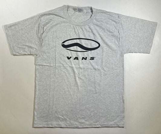Vintage 90s Vans Logo Skate Brand Shirt Heather Gray Skateboarding Large 22.25x29.5 Inches