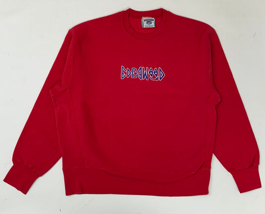 Edgewood New Jersey Deeper Than The Roots Crewneck Sweatshirts Cherry Red Lee Crossgrain 95/10 Blend Assembled In Mexico Of USA Materials XL/L Fit 26.25x28.5 Inches