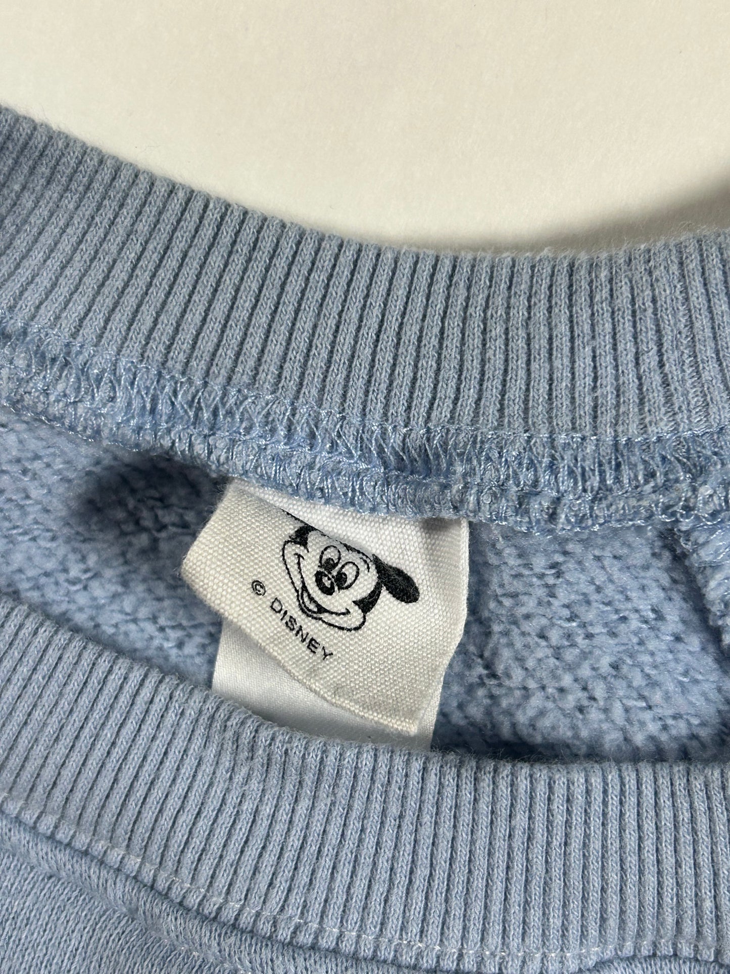 Walt Disney World Mickey Mouse Crewneck Sweatshirt Light Blue As Is Medium/Small Fit 22.75x24.5 Inches