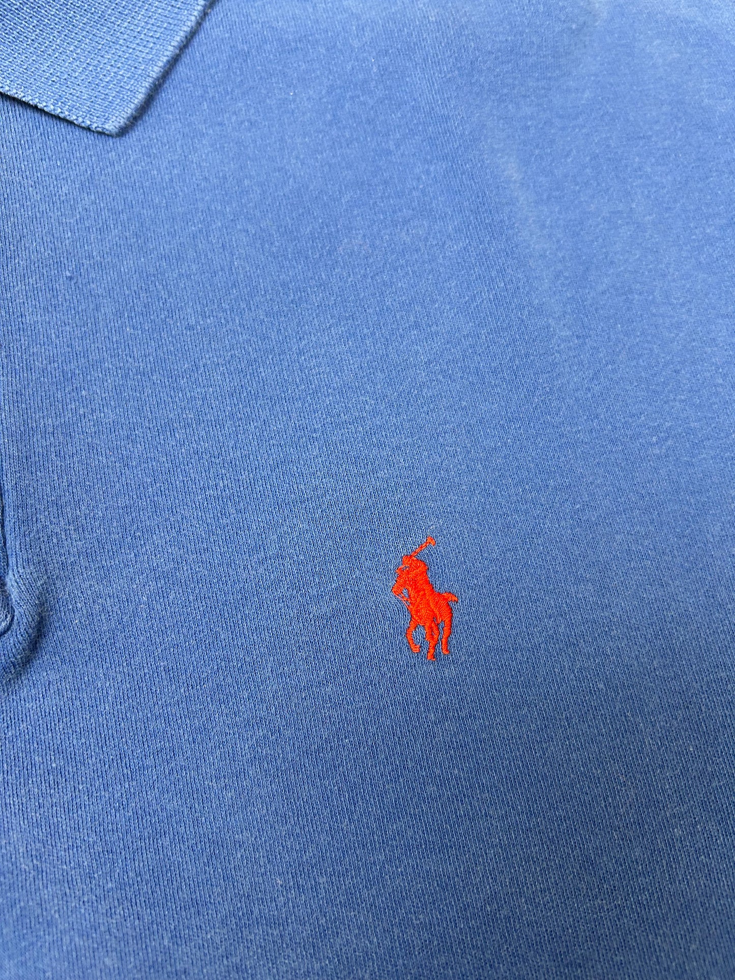 Vintage Polo Ralph Lauren Horse Chest Embroidered Polo Shirt Large 24.5x28.25/30.25 Inches Made In USA Royal Blue