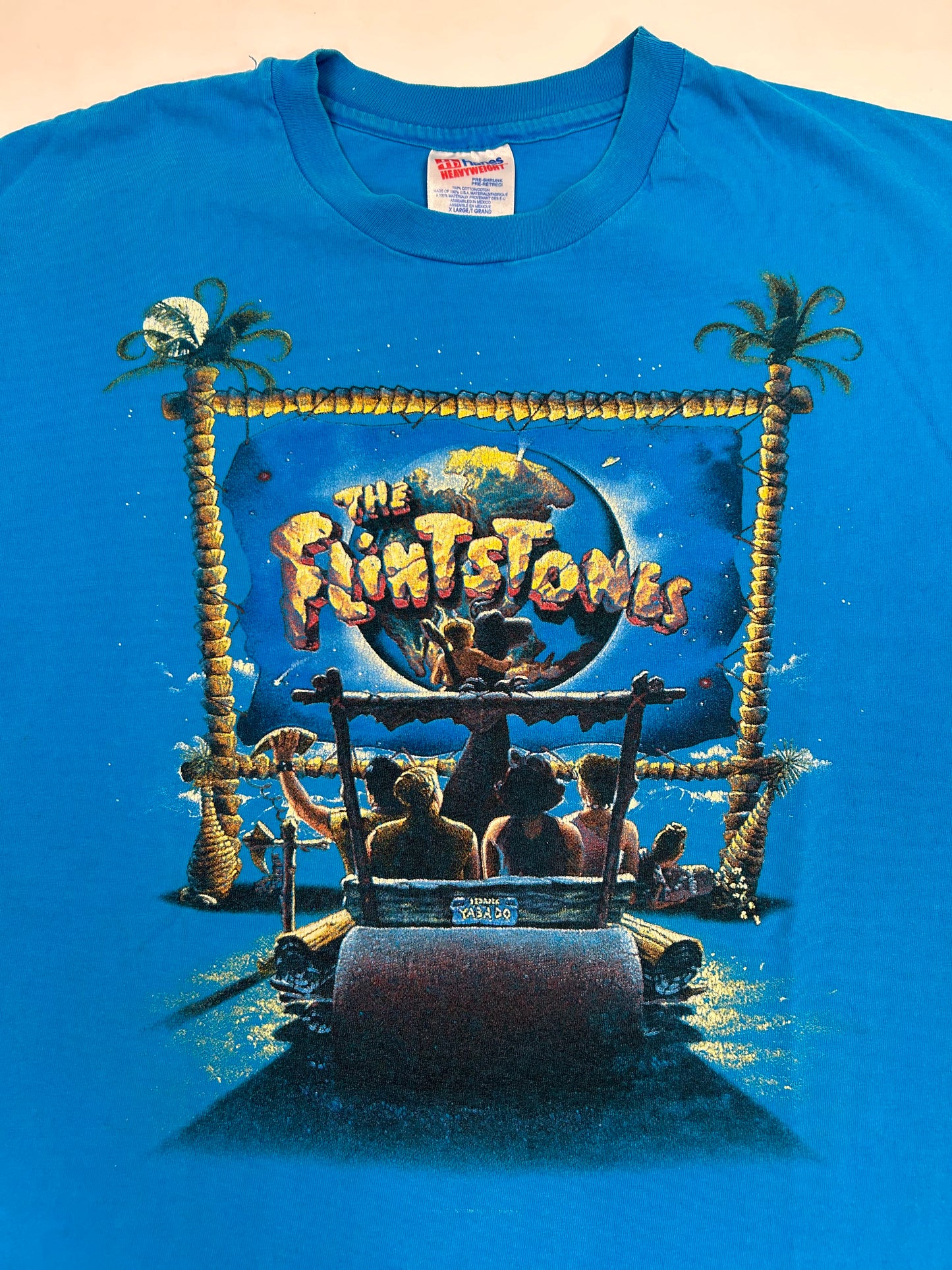 Vintage The Flintstones Movie Promo 1994 Tee Blue Size XL 23.75x29 Inches