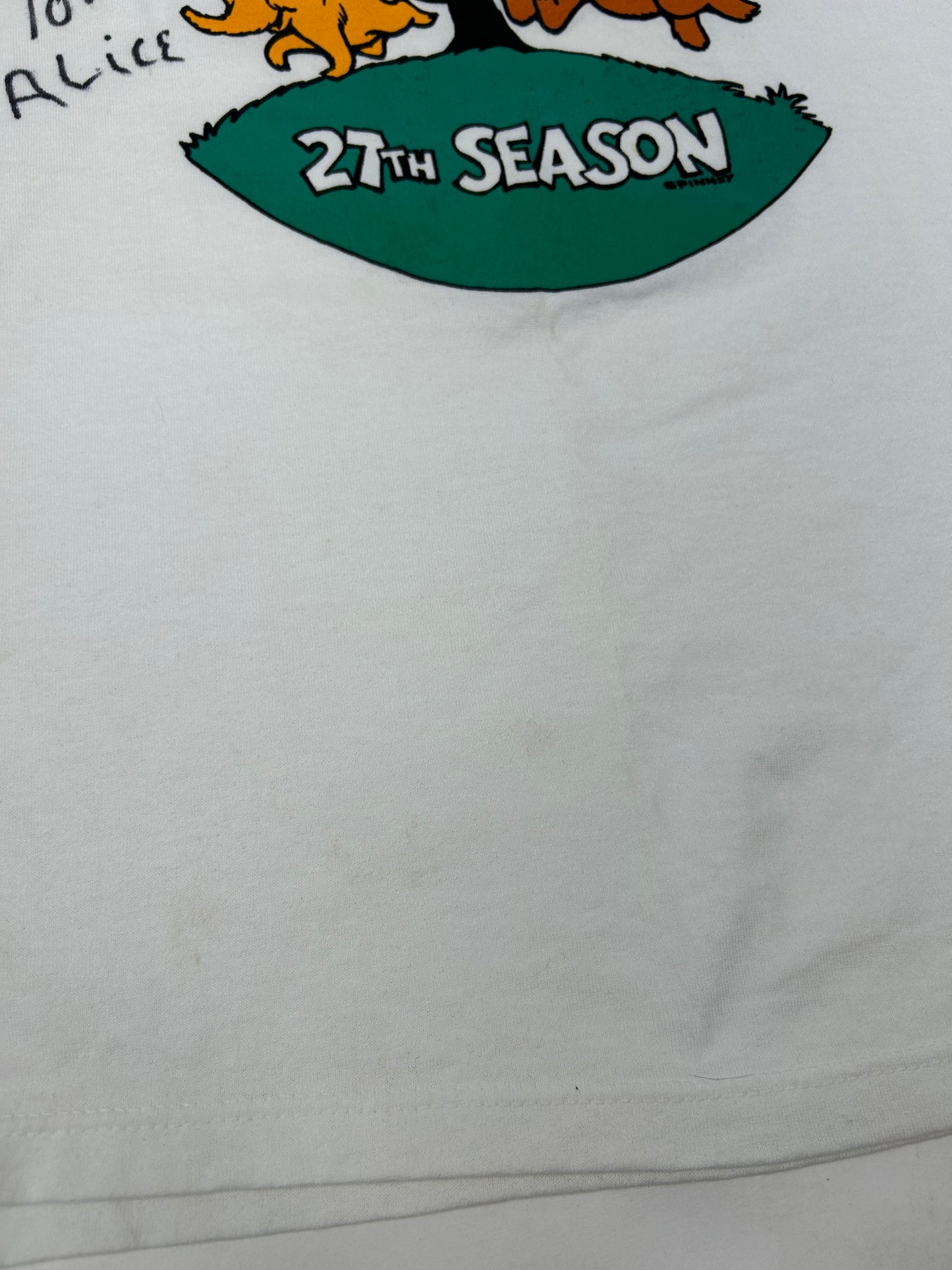 Vintage Sesame Street 27th Season TV Show Promo Tee 1995 Autographed As Is XL 23.5x29.25 Inches