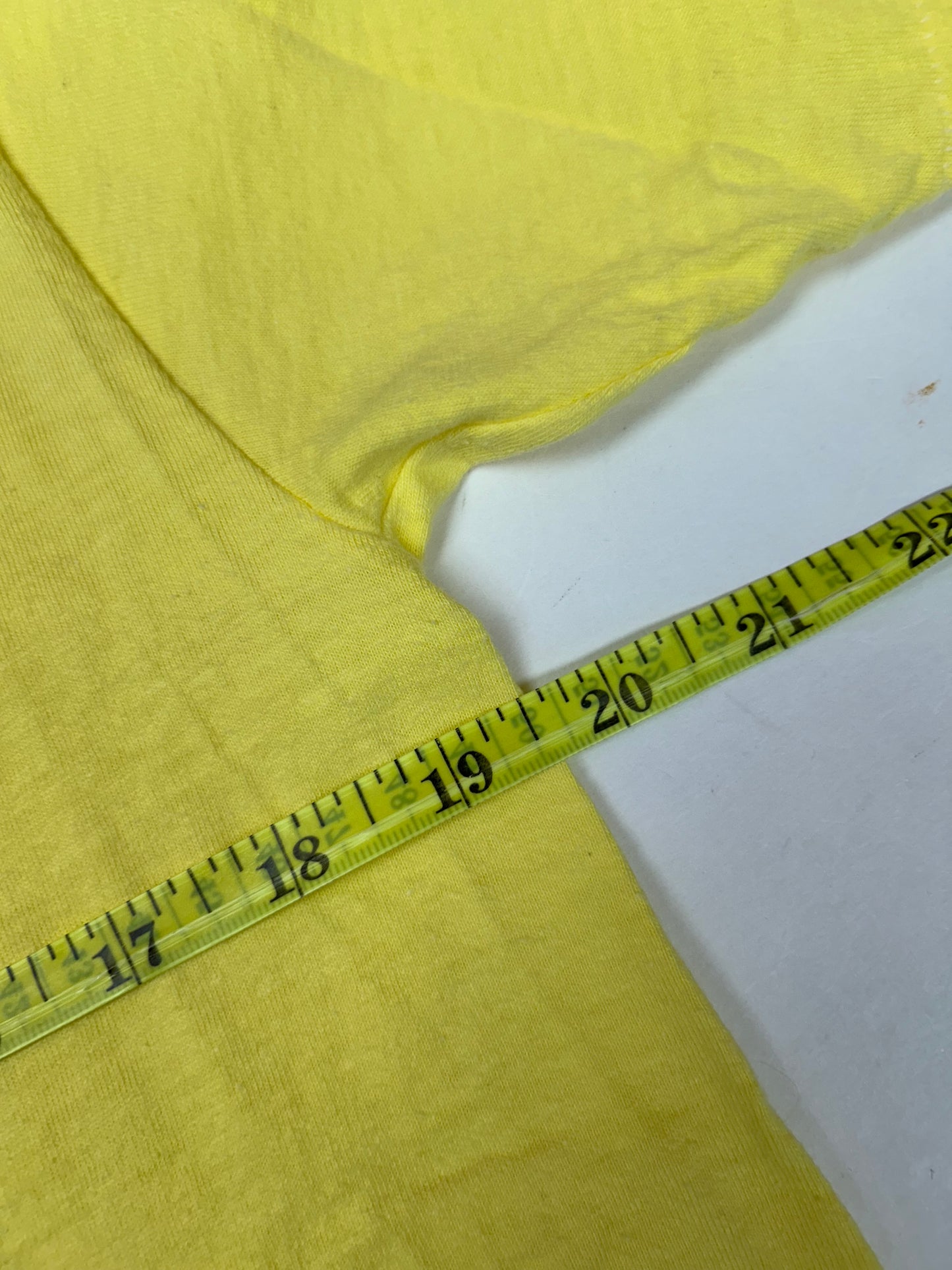 Vintage District Photo Inc Beltsville, Maryland Promo Tee 80s Hanes Beefy T Medium Fit 19.5x27.5 Inches Yellow As Is