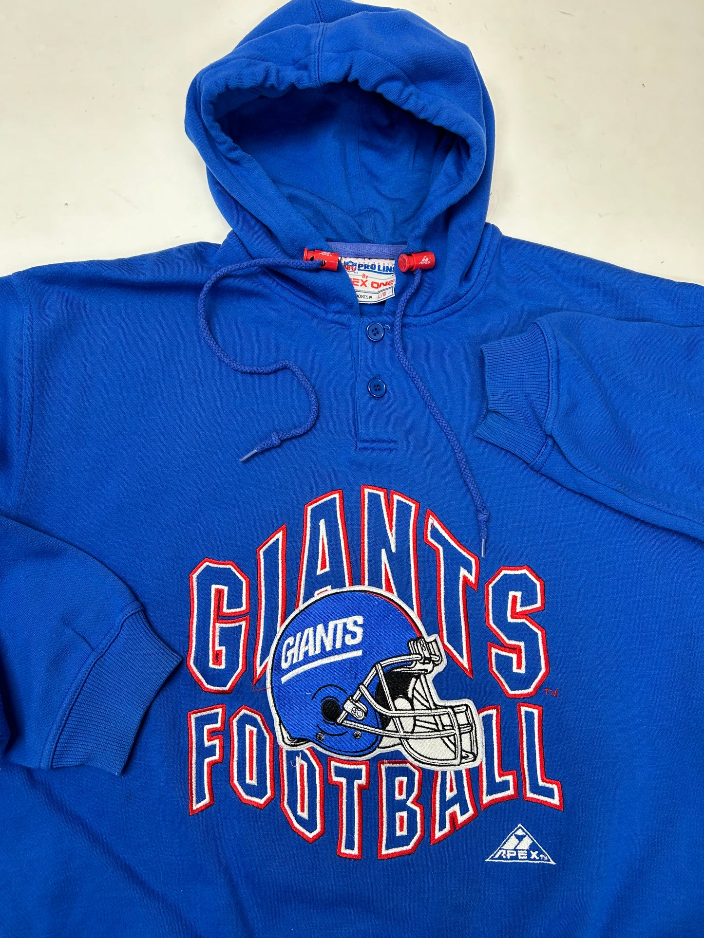 Vintage Pro-Line Apex One New York Giants Hooded Sweatshirt Large/Medium 24.75x26.5 Inches