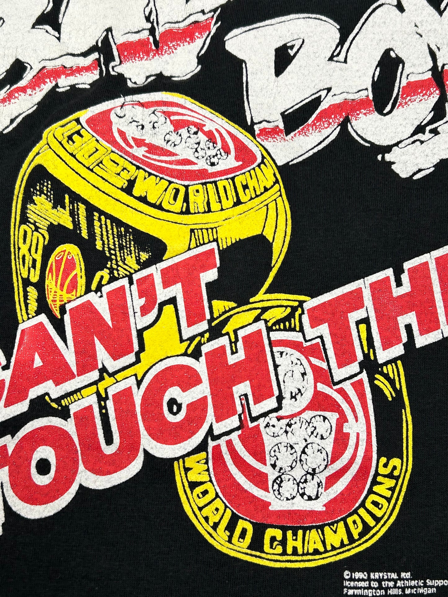 Vintage Detroit Pistons Bad Boys Hammer Time U Can’t Touch This World Champs Tee Tagged XL Fits Large 22.25x28.25 Worn & Faded