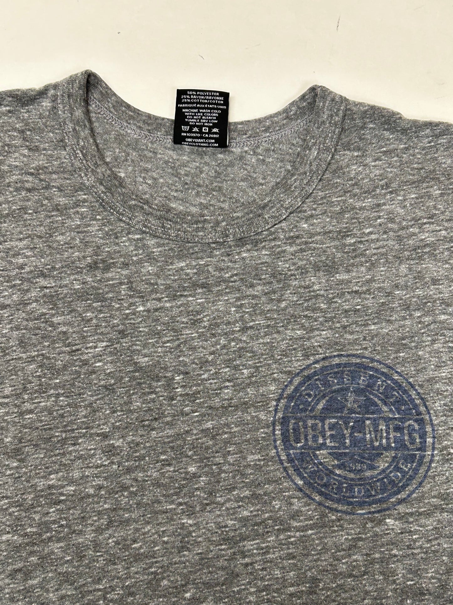 OBEY Dissent Worldwide Tee Gray  Small/Medium Fit 19.5x26.25 Inches