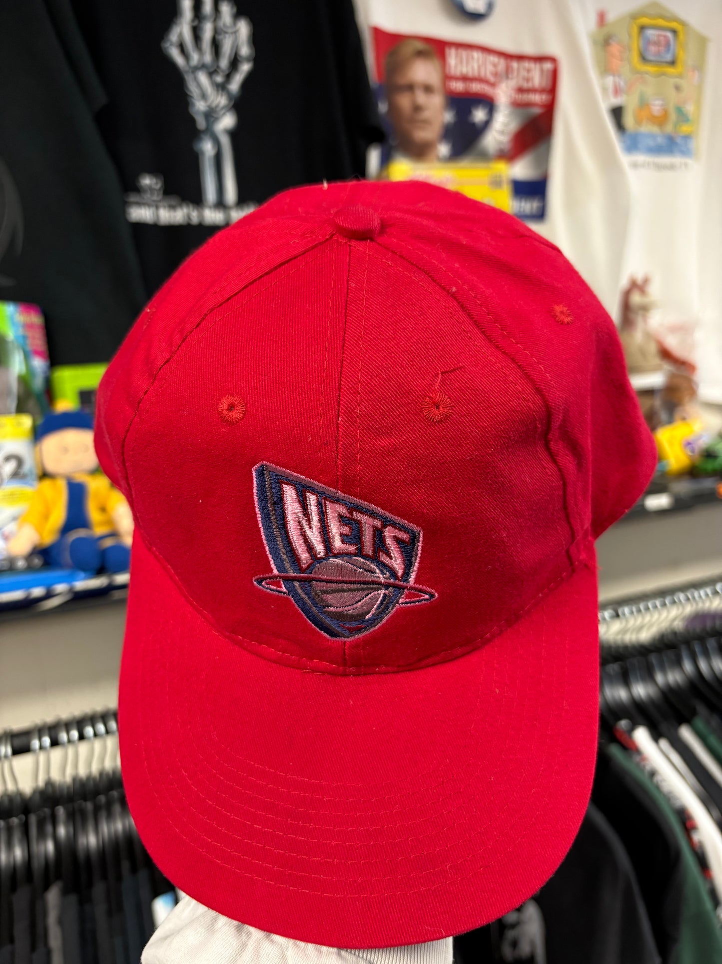 Vintage NJ Nets Team Cotton Red Hat Cap