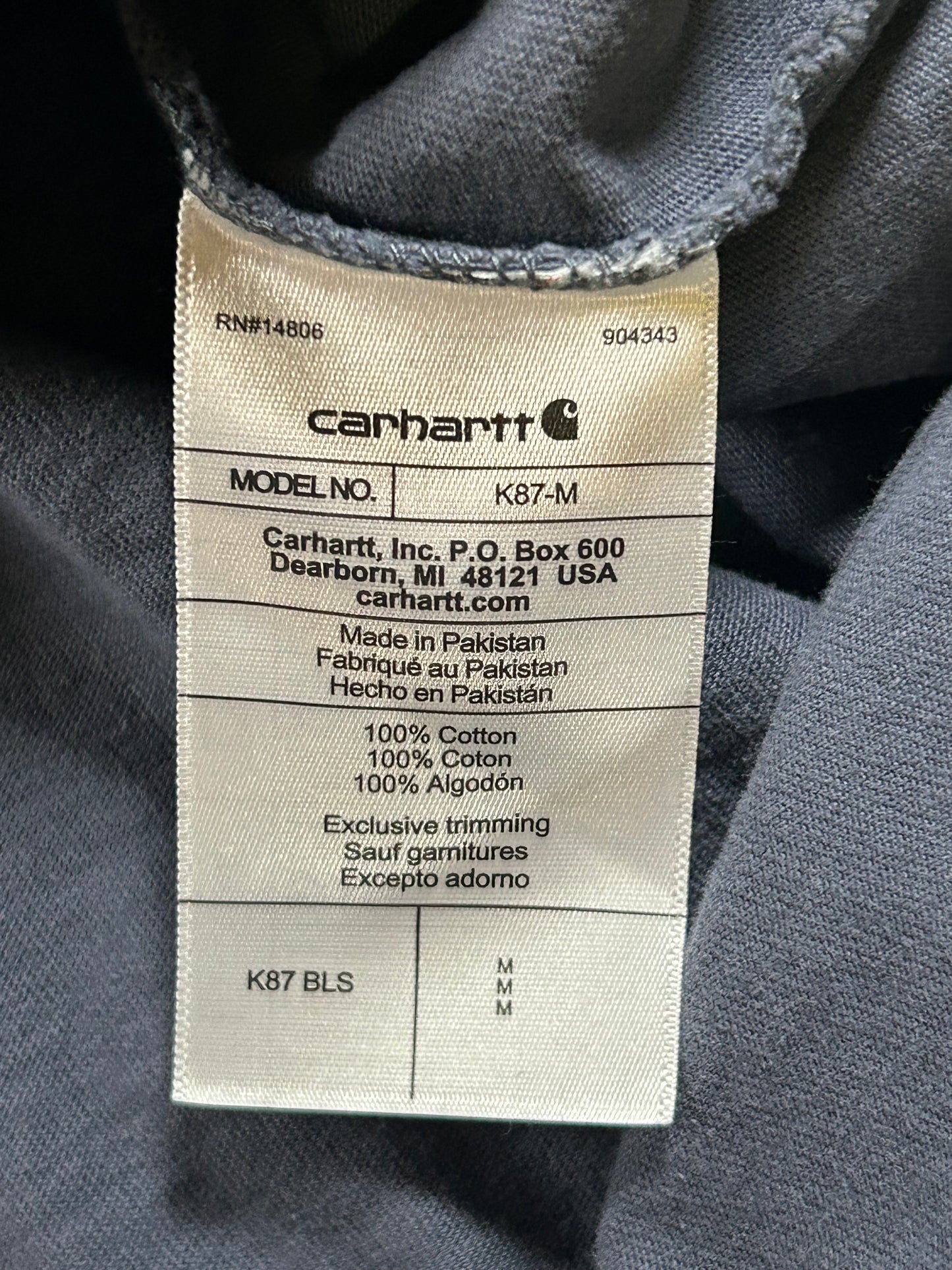 Carhartt Pocket T Shirt Mens Medium Blue Workwear Loose Fit Spring 2025 Medium/Large Fit 22.25x29.25 Inches