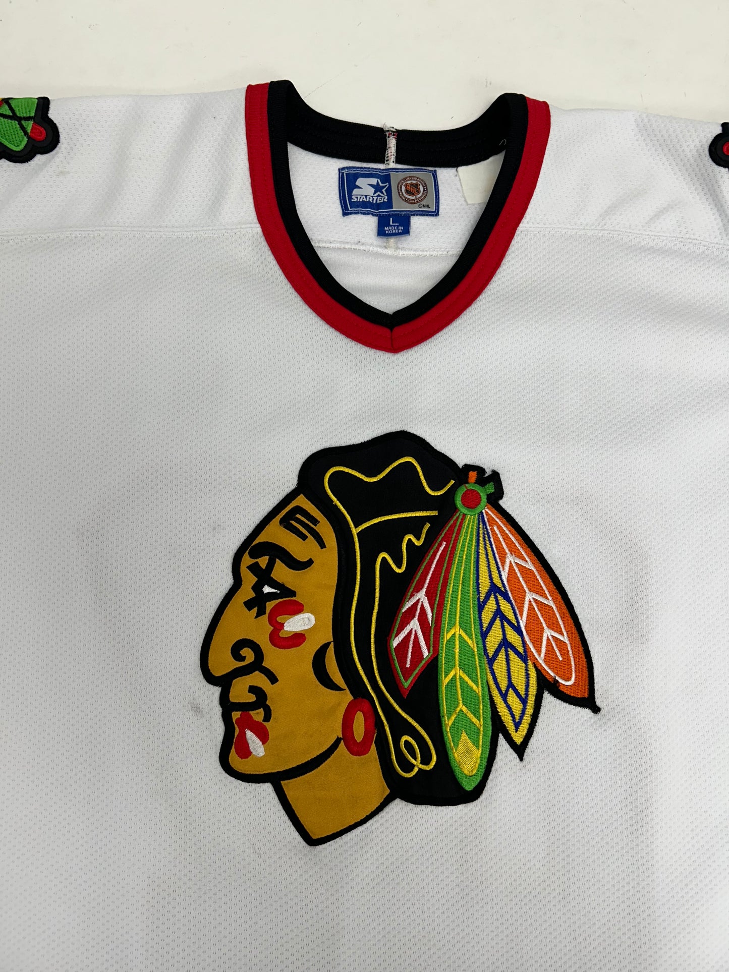 Vintage Starter NHL Chicago Blackhawks Jeremy Roenick Hockey Jersey Men’s Large 28x29.75 Inches