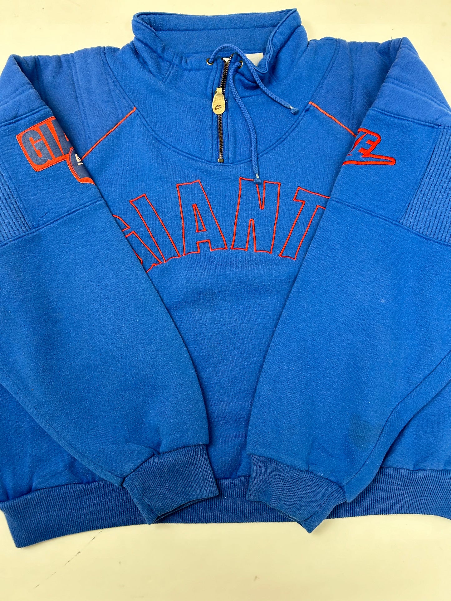 Vintage Nike NFL Quarter Zip Jacket New York Giants Large 25.5x25.25 Inches 80s 90s Rare
