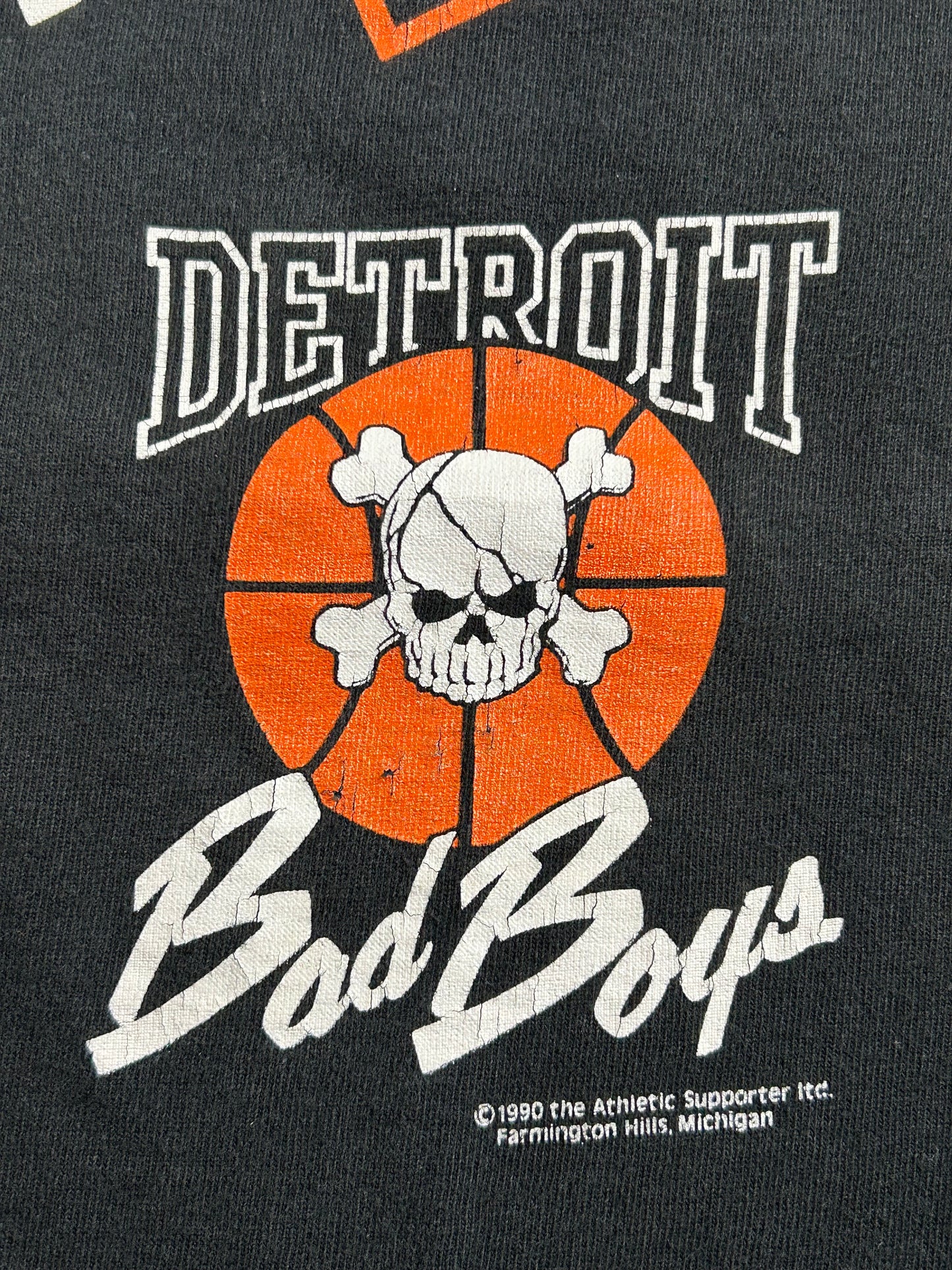 Vintage 1990 Detroit Pistons Bad Boys Twice Is Bad Detroit Bad Boys Championship Tee XL 23x30.75 Inches As Is