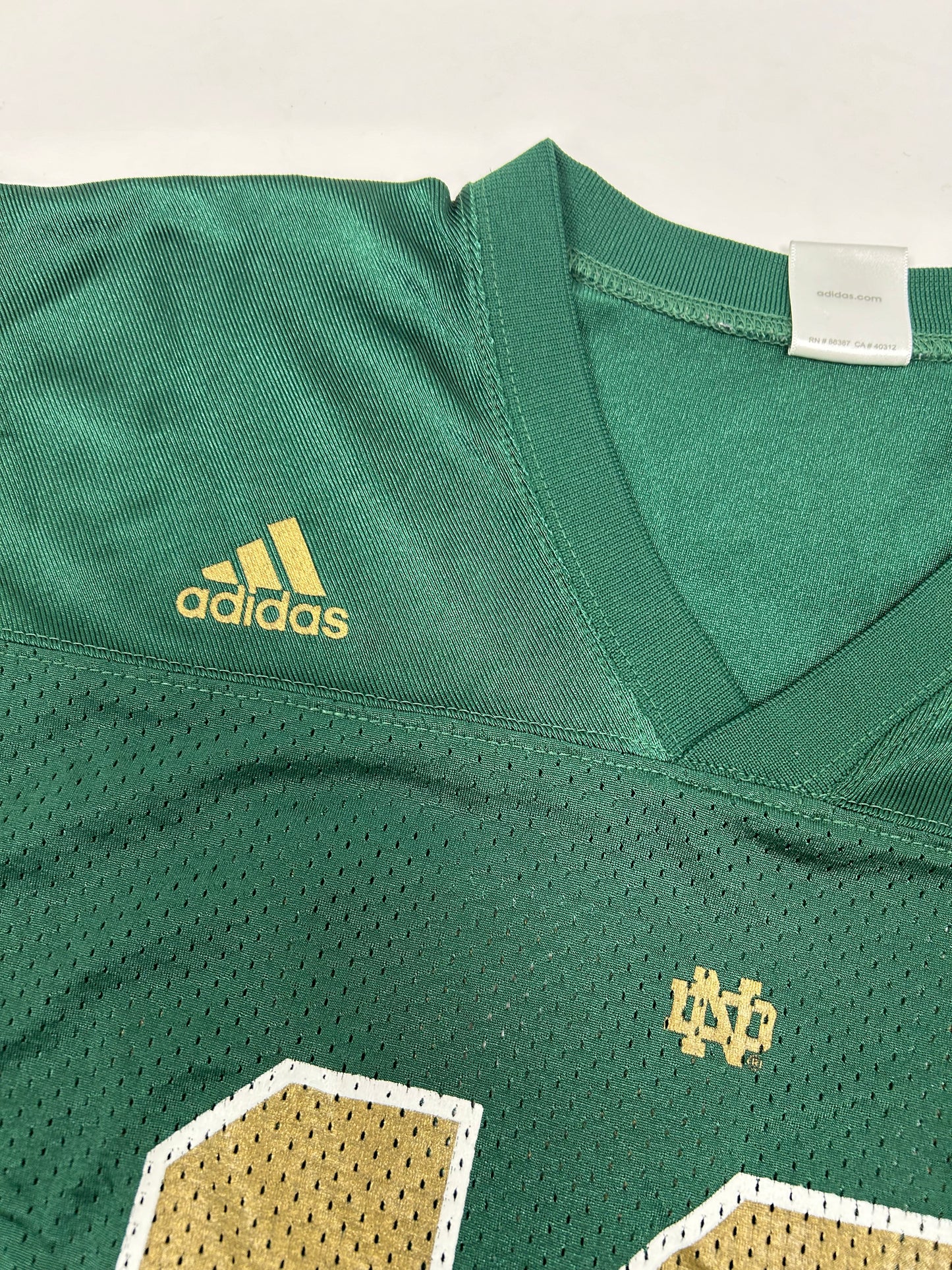 Vintage 2000s Adidas Notre Dame Fighting Irish Brady Quinn #10 Jersey Youth Medium Green