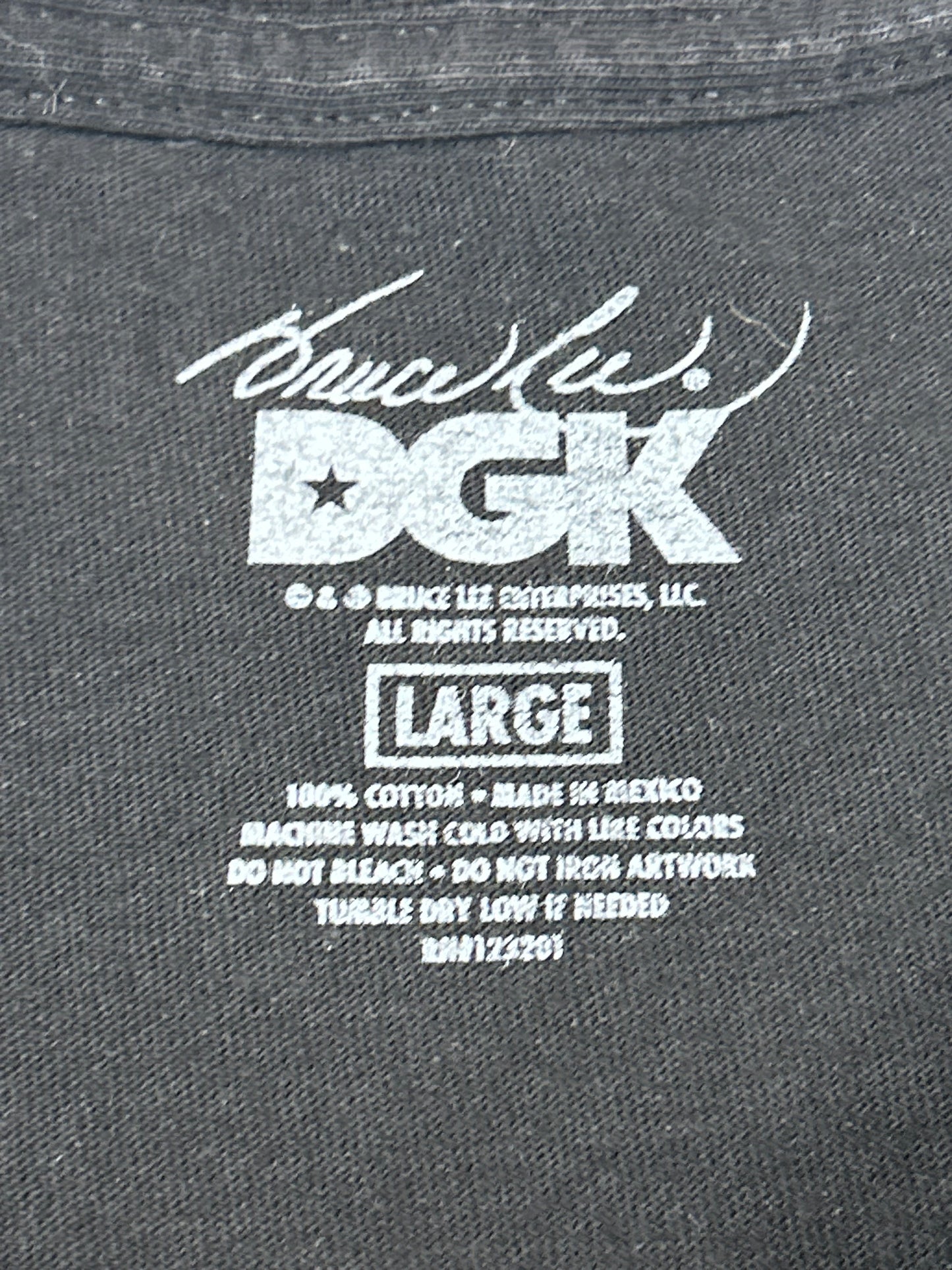 DGK Bruce Lee Karate Graphic Skate Tee Skateboarding Collab Large 21.5x29 Inches Black