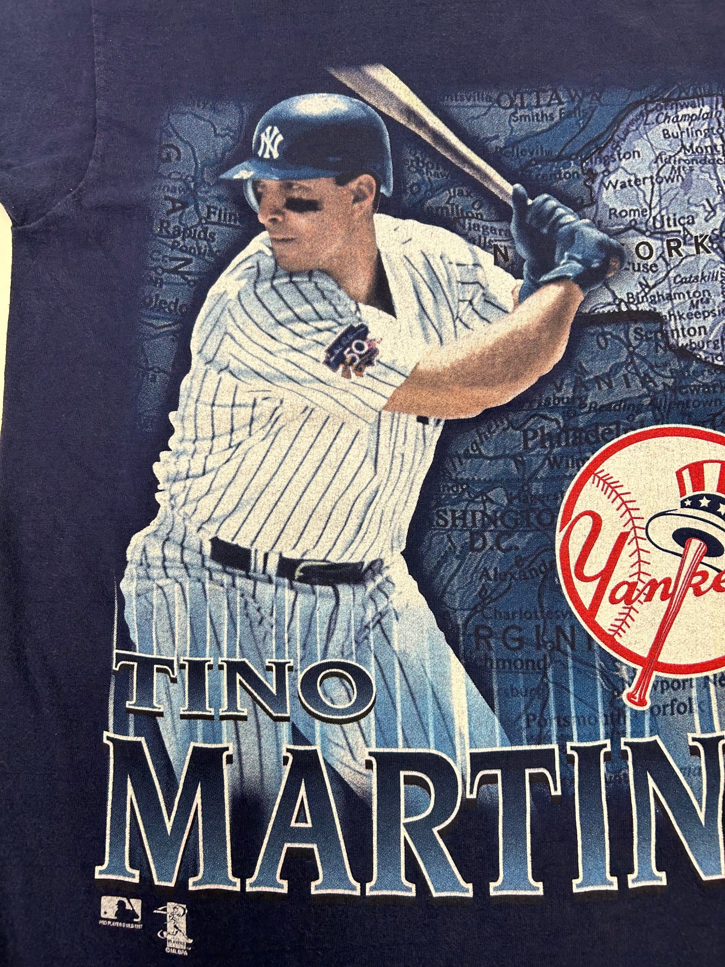 Vintage 90s Pro Player Tino Martinez New York Yankees MLB Baseball Tee Medium 19.5x28.5 Inches