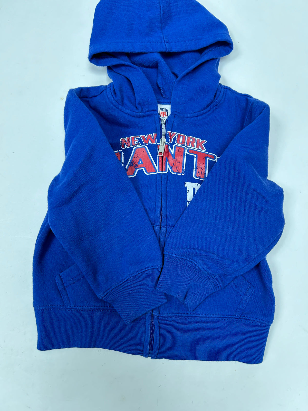 New York Giants NFL Football Zip Up Sweatshirt Kids 12/18 M 13.5x15 Inches