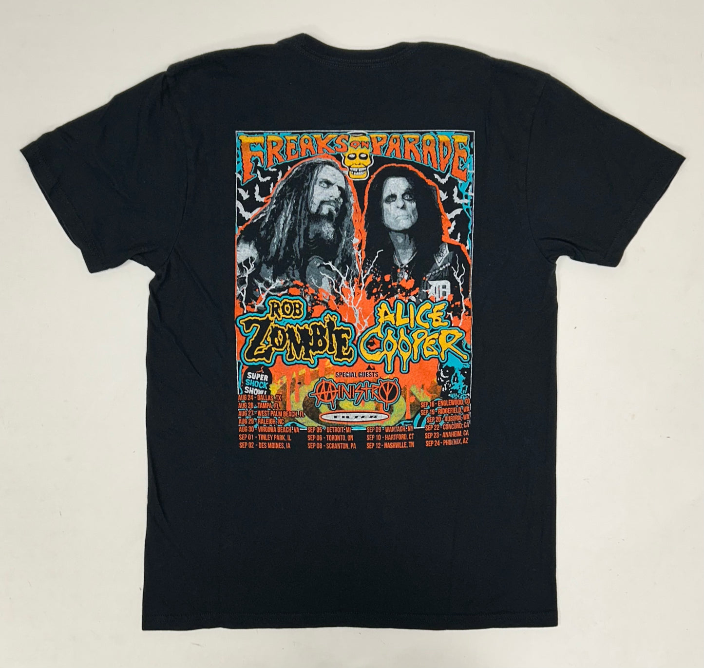 Rob Zombie & Alice Cooper Freaks on Parade 2023 tour shirt Medium T-SHIRT Black