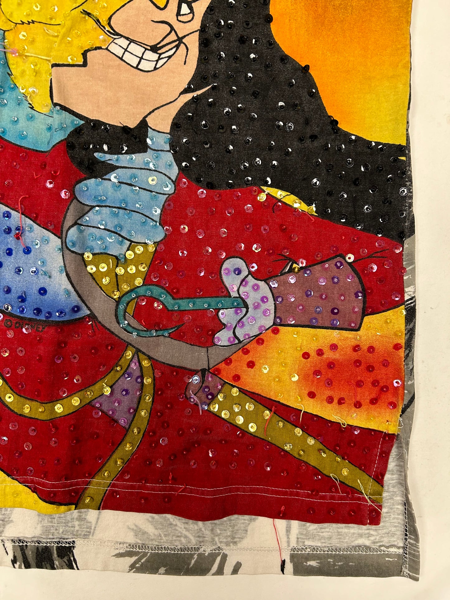 Vintage Disney JouJou Villains Cruella Maleficent Captian Hook Beaded Shirt Big 2XL For 25.5x32.75/34.75 Inches As Is Has Flaws