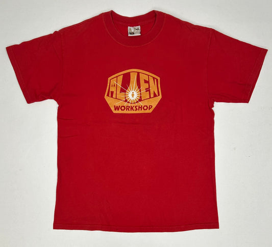 Vintage Alien Workshop Classic Logo Skate Tee Medium 20.25x27.25 Inches Red