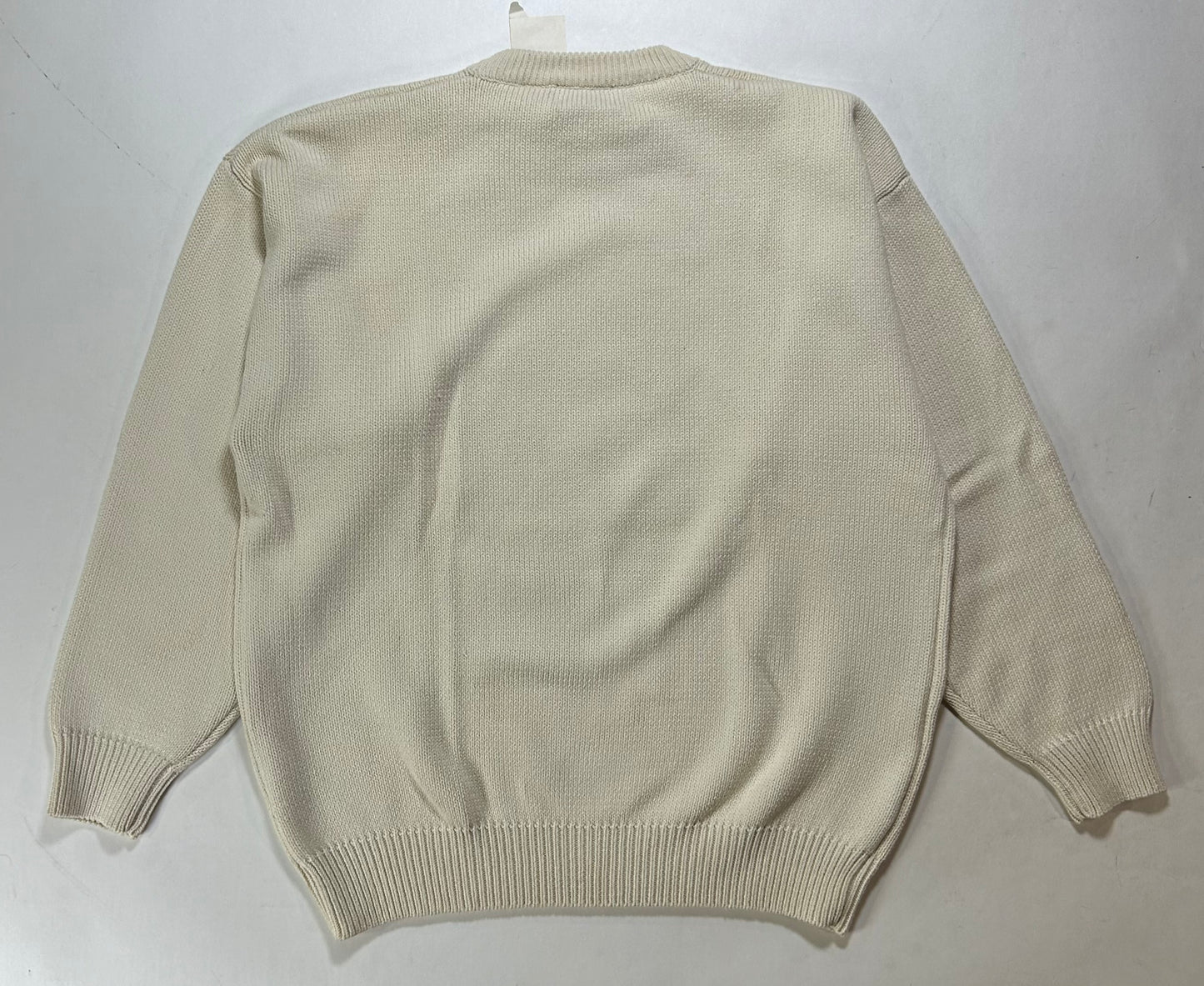 Vintage Izod Championship Golf Sweater Off White Knit Embroidered Mens Large 24.25x27.25 Inches