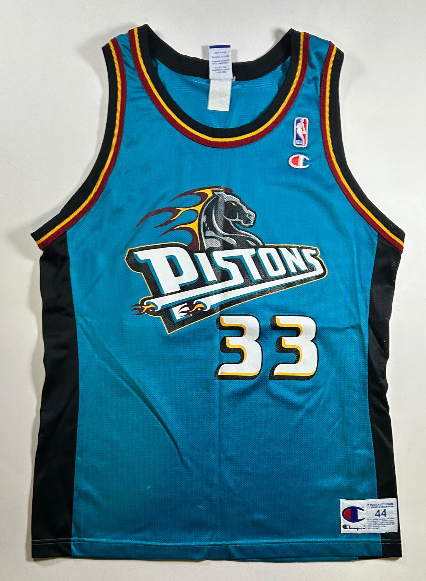 Vintage 90s Grant Hill Detroit Pistons NBA Champion Jersey Size 44 Large 21.25x30.75 Inches As Is