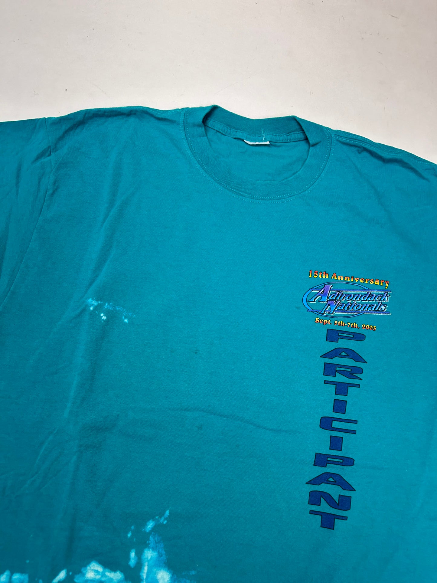 Vintage Adirondack Nationals 15th Anniversary September 5th-7th 2003 Albany, New York Car Participant Tee XL 23.5x30.75 Inches As Is Has Wear