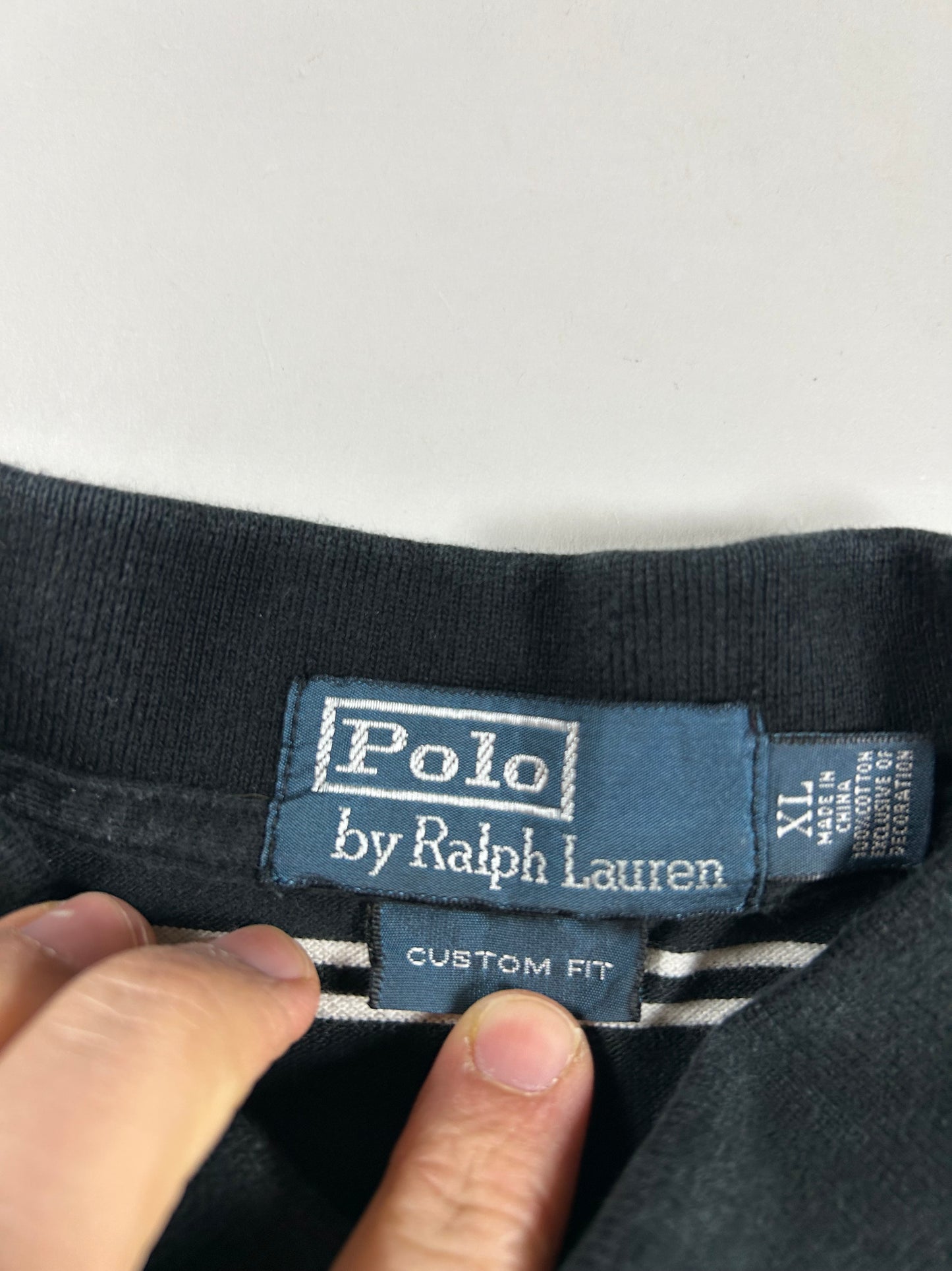 Polo Ralph Lauren Polo Shirt White Pony Logo Black White Striped 23.5x27.5/29.25 Inches