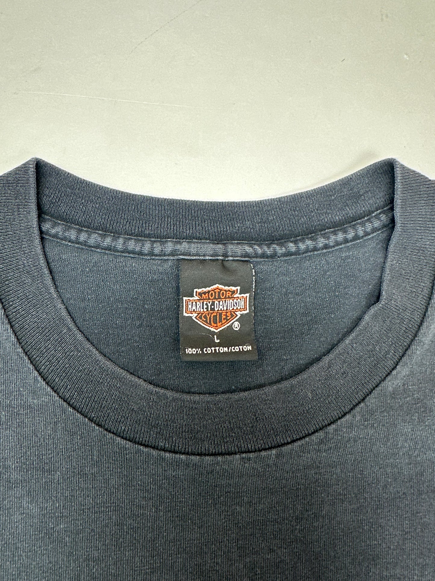 Vintage 90s Harley Davidson Motorcycles Chick’s Albuquerque, N.M. American Legend Tee Large 22.25x28.75 Inches