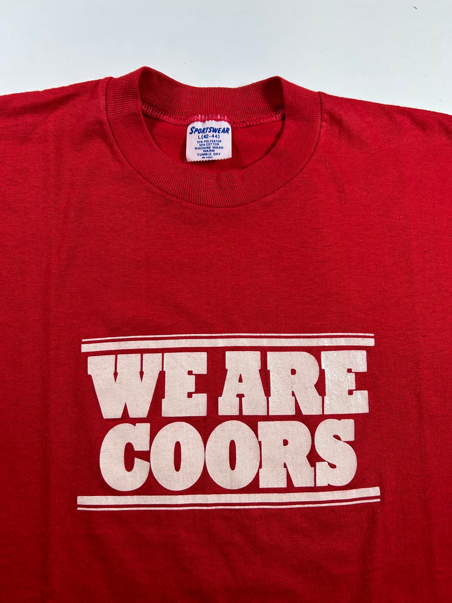 Vintage 80s Sportswear We Are Coors Beer Tee Small/Medium 18.75x26.5 Inches