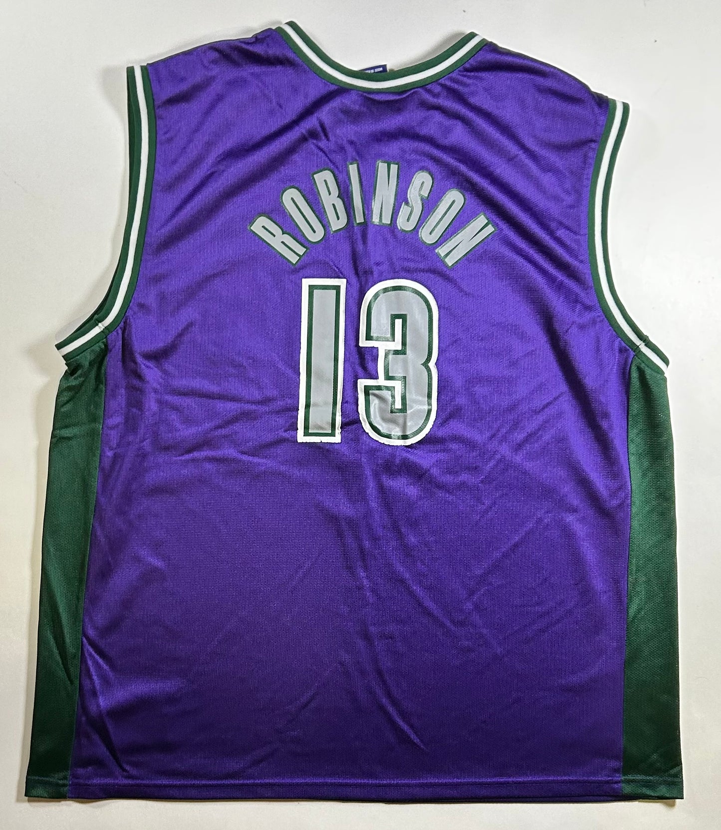 Vintage Glenn Robinson #13 Milwaukee Bucks Champion NBA Jersey 44 Large Big Fit 25x31 Inches Wide Shoulder Edition Purple