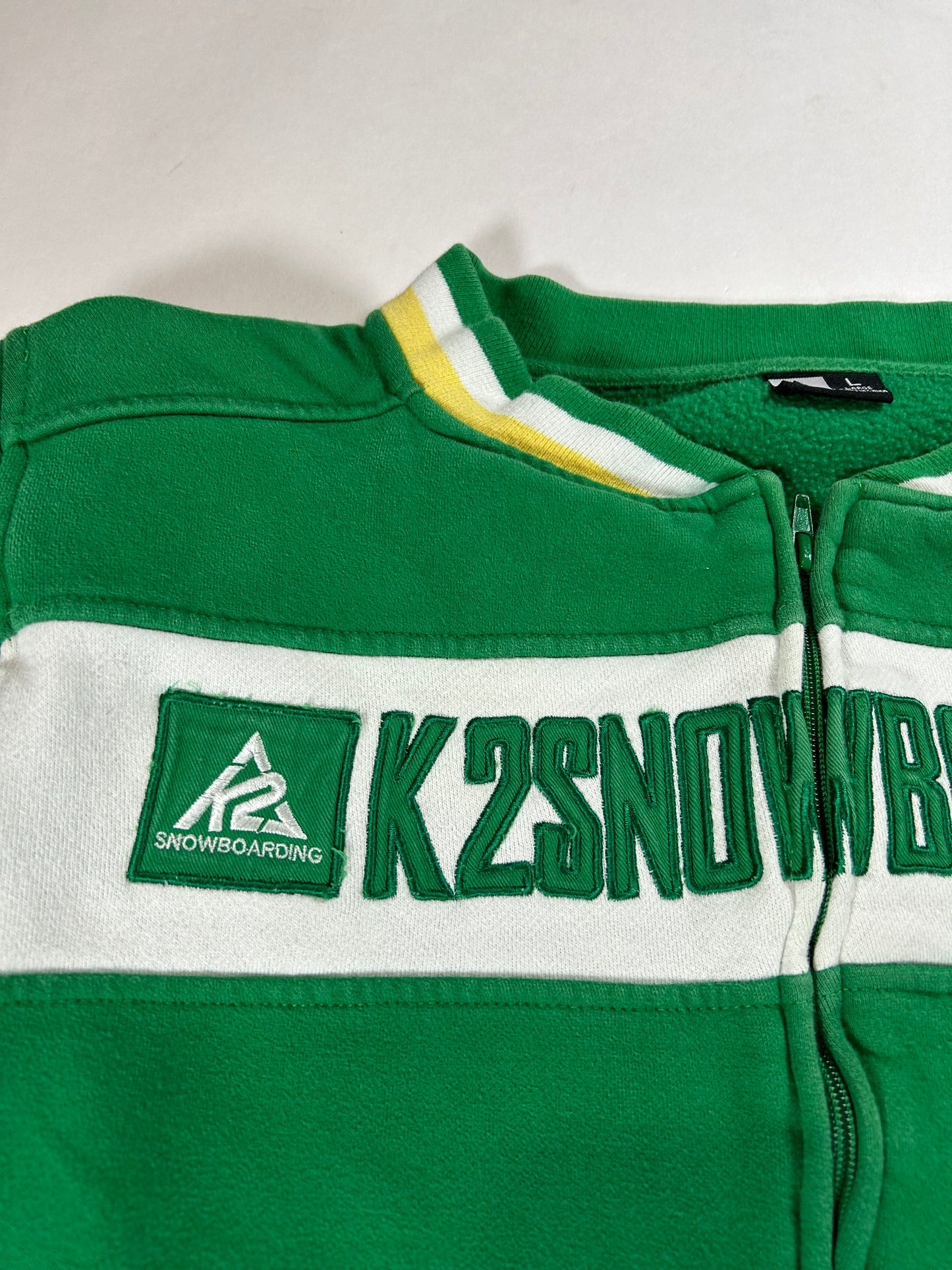 Vintage 2000s K2 Snowboarding Zip Track Jacket Style Sweatshirt Medium/Small Fit 22x24.75 Inches Green