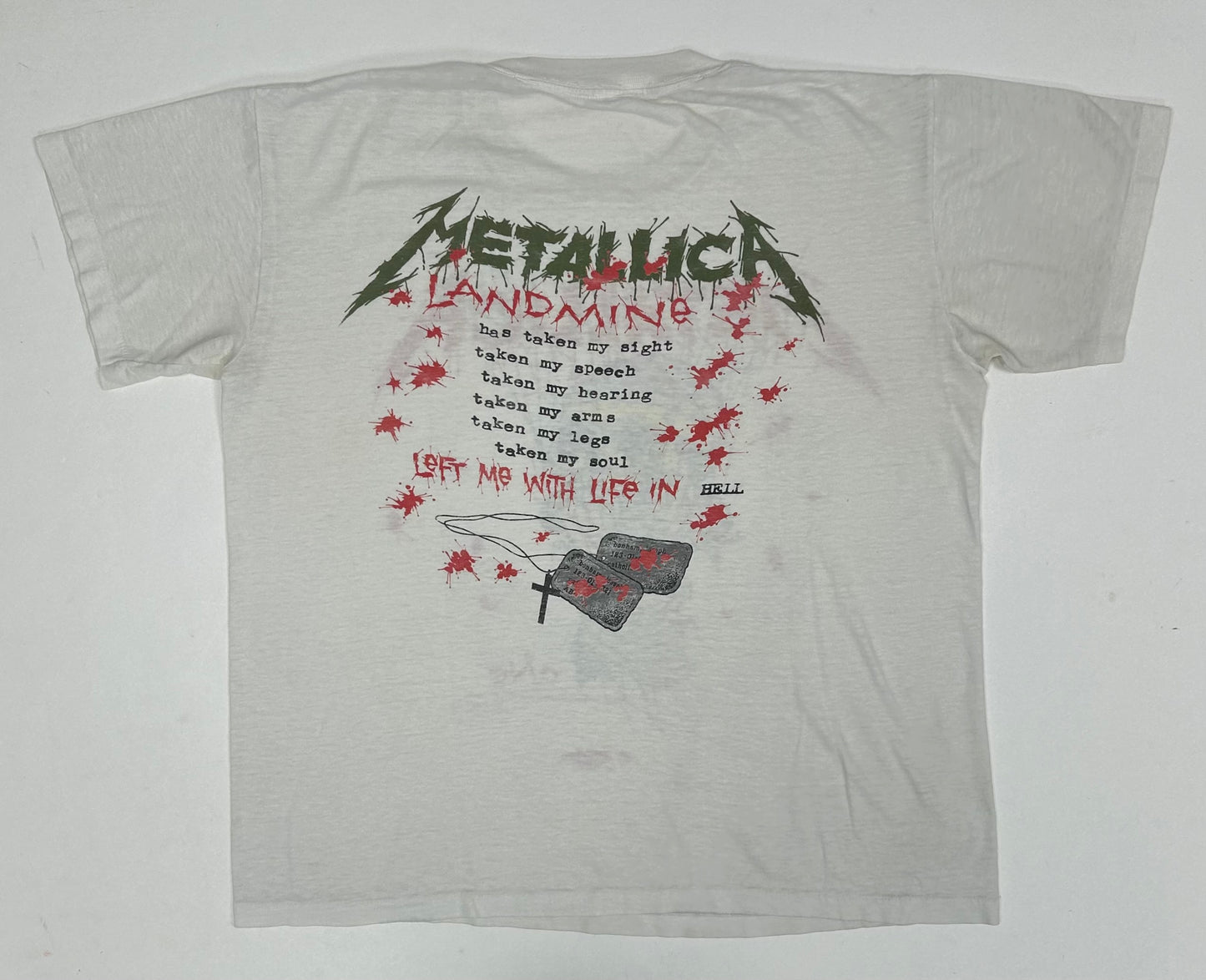 Vintage 1989 Metallica One Landmine Left Me With Life In Hell Pushead Band Music Tee 22x25 M/L Fit