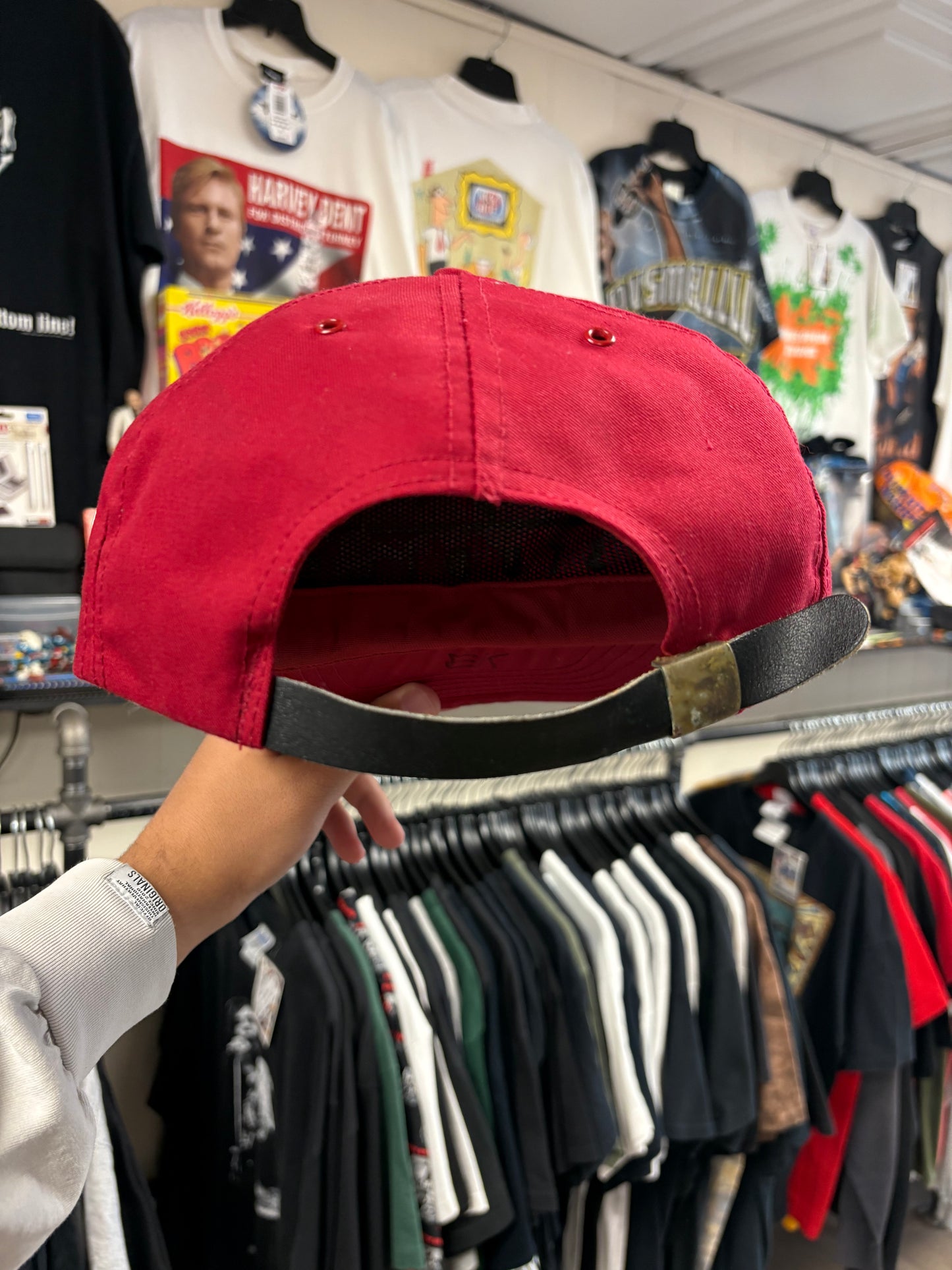 Vintage Disney MGM Studios Gold embroidered trucker hat red/maroon USA made