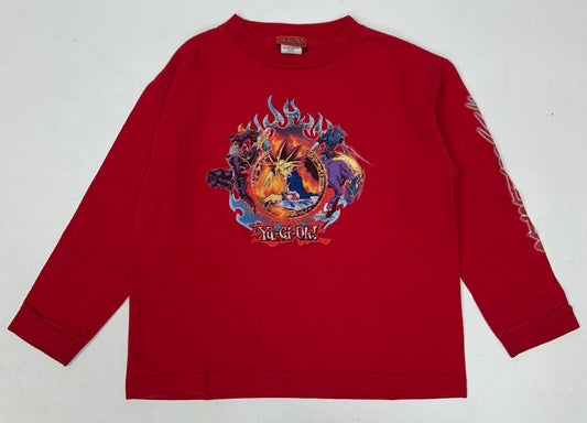 Vintage Shonen Jump Yugioh Graphic Kids Long Sleeve Shirt 16.75x18.25 Inches Childrens Large/Medium Red